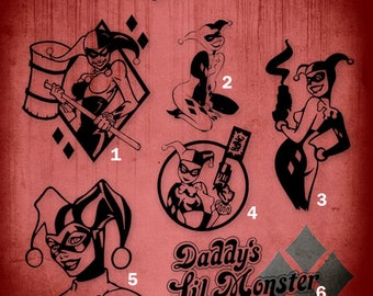 Harley Quinn Decals-choose your Style, Size and Color!