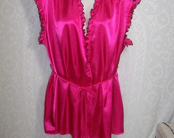 Size 26/28W - Shortie Robe - by Cato - Wrap - Peignoir - Dressing Gown - Hot Pink