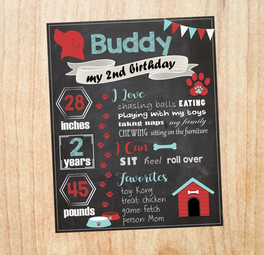 Dog Birthday sign for dog. Chalkboard sign. PRINTABLE puppy
