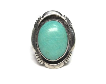 Vintage Southwestern Green Turquoise Ring Sterling Size 6.5