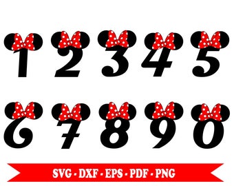 Polkadot Numbers Svg Birthday Numbers With Minnie Mouse Bow