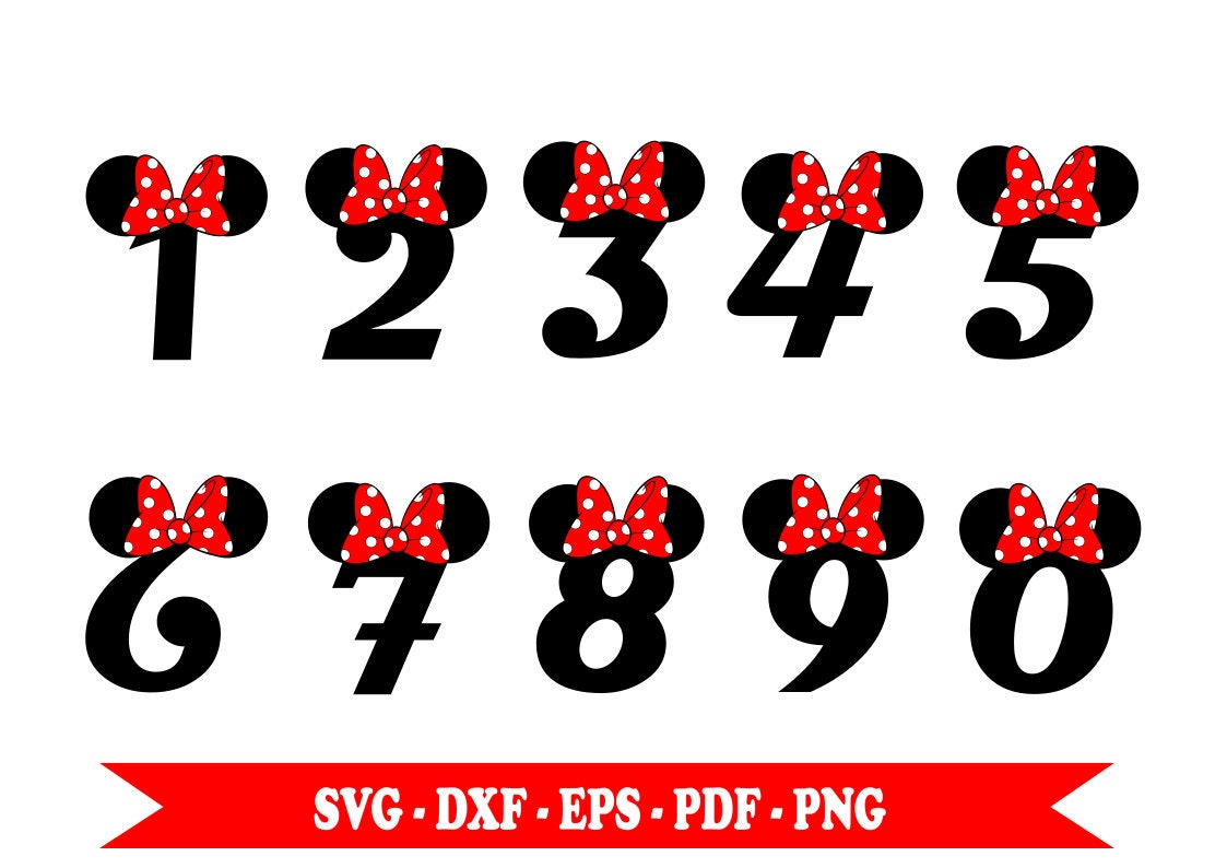 Download Minnie mouse numbers svg for birthday numbers with SVG