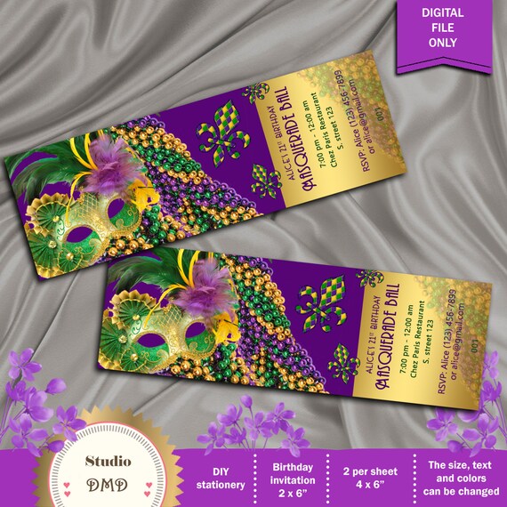 Mardi Gras Ball Invitations 5