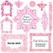 Pink Watercolor Floral Border Clipart, Wedding Flowers Clip Art, Floral Wedding Clipart