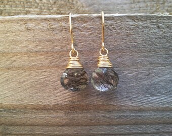 Tourmalinated quartz earrings
