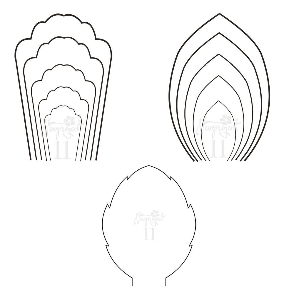 pdf set of 2 flower templates and 1 leaf template giant