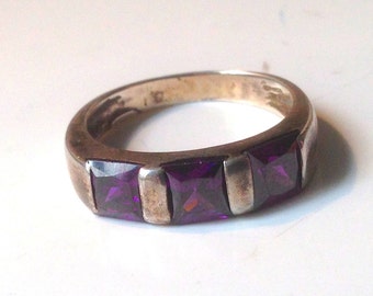 Ring Vintage silver and Amethyst size 55