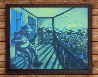 Back Porch Bluegrass - 16x20 Silkscreen Art Print