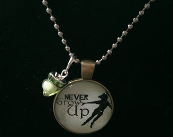 Handmade never grow up necklace with charm