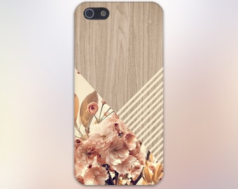 Romantic Flowers Beige Stripes Wood Print Case,iPhone X, iPhone 7 Plus, Tough iPhone Case, Galaxy s9, Samsung Galaxy Case Note 8 CASE ESCAPE