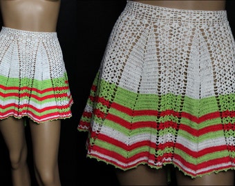 Vintage 1950s Apron Crotched Pastel Pink Green Entertaining Hostess Kitchen Apron Baking Cooking Party Mad Men