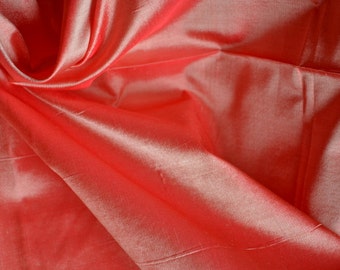 Fine Indian Silk Taffeta in Red and cream - fat quarter -TF 87