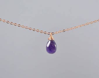 Amethyst Chevron Briolette Necklace, February Birthstone Necklace, Birthstone, Amethyst Jewelry, Crystal Necklace, Amethyst Crystal Necklace