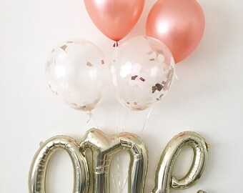Rose Gold Balloons One Balloon Rose Gold Balloon Pink and Gold First Birthday Rose Gold Cake Smash First Birthday One Balloons One Script