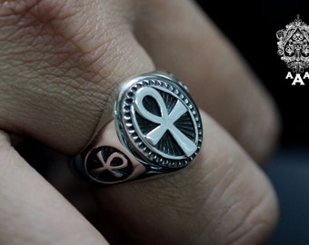 Ankh ring,Egyptian Ankh Ring,Sterling Silver 925 Black oxidize.