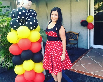 Christmas Dress Disney Dress Mickey Mouse Costume Minnie Mouse Dress Red Polka Dot Dress Rockabilly Dress Pin Up Dress Birthday Party Dress
