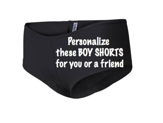 Personalize these black Boy Shorts for you or a friend * FAST SHIPPING * Custom Birthday Party Gift Idea