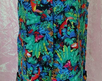 Tropical Bird Romper - 90s Vintage Clothing