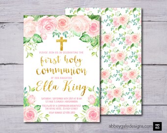 First Holy Communion Invitation, First Holy Communion Invite, 1st Holy Communion Invitation, Girl's First Holy Communion Invite Printable