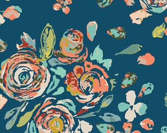 Teal and Aqua Floral Fitted Crib Sheet, Mini Crib Sheet or Changing Pad Cover