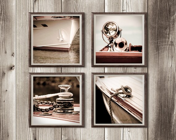 Lake house decor, Nautical artwork, Beach house art, Boat Photography, Set of 4 prints, Photo series // Chris Craft yacht series