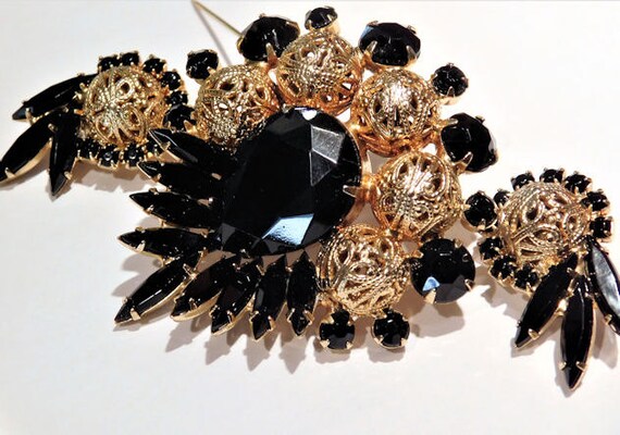 Juliana Brooch Earrings Set / DeLizza Elster / Verified D & E / Demi Parure