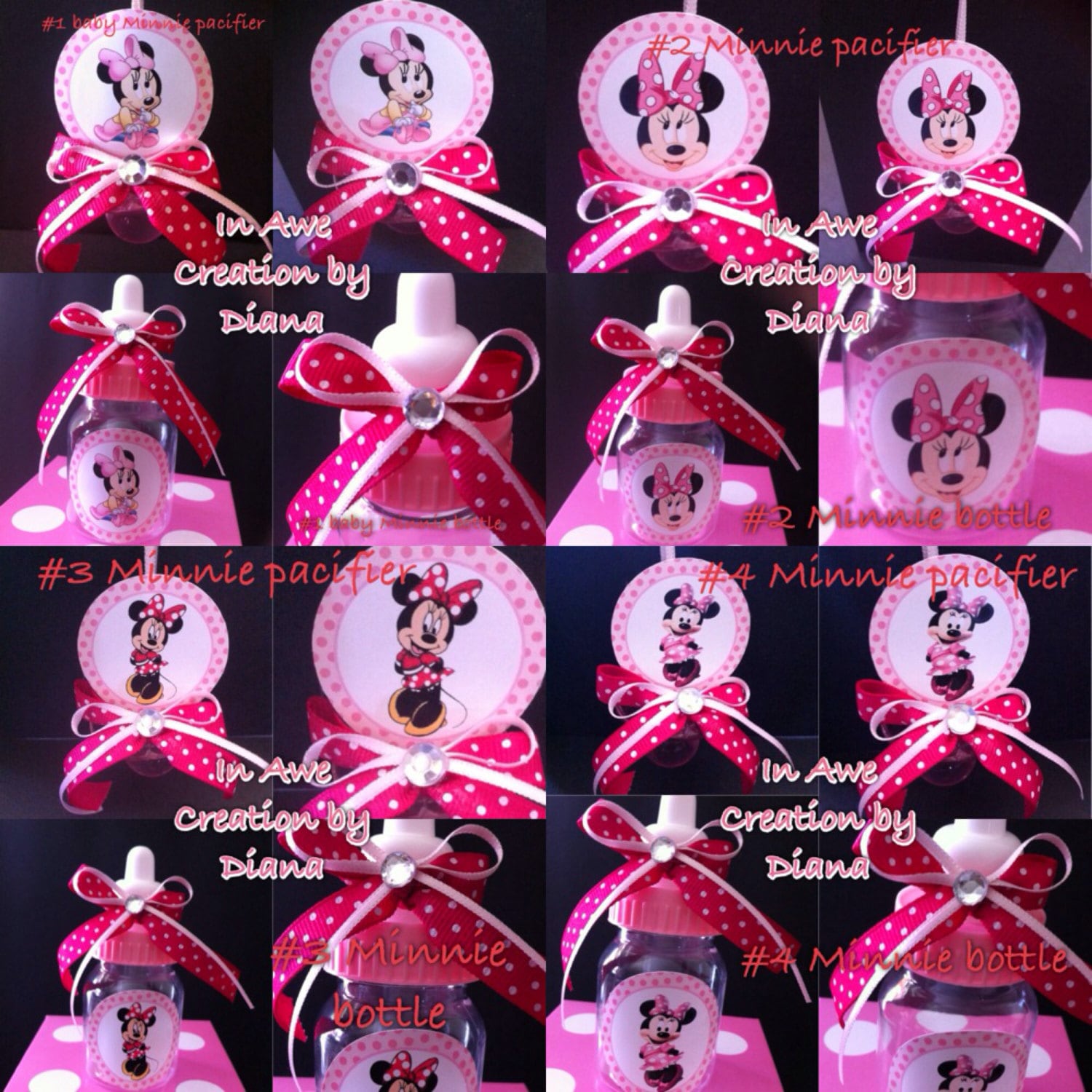 12 Minnie Mouse Baby Shower Bottle and Pacifier Minnie Baby