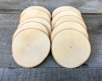 25 Birch wood slices 3.5" - 4.5"