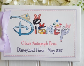 Personalised DISNEY AUTOGRAPH BOOK * Minnie Mouse, Goofy, Sleeping Beauty, Elsa, Daisy Duck, Snow White* Memory Photo Scrapbook Album