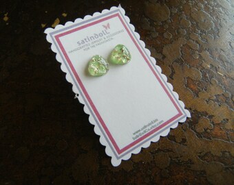 Green Opal Vintage Glass Gold Plated Stud earrings