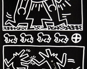 KEITH HARING - hand signed exhibition poster - c1982 - rare (Tony Shafrazi Gallery, New York)