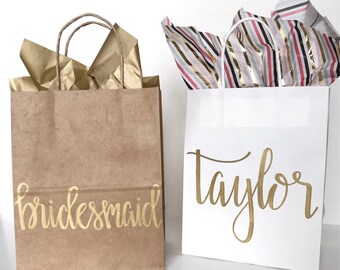 Personalized Gift Bags, Bridesmaid Gift Bags, Wedding Gift Bags, Bridal Shower Gift Bag, Custom Gift Bags, Name Gift Bags