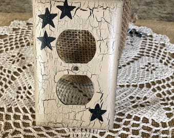 Primitive switch plate covers barn star black star