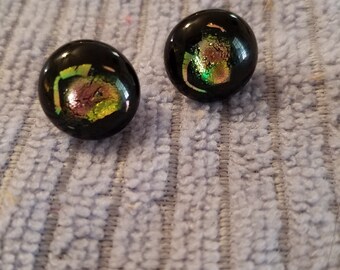 Rose Colored Glasses Dichroic Glass Earrings