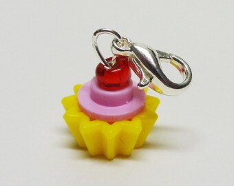 Custom Pink and Yellow Cupcake Charm