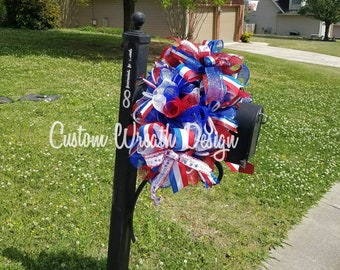 Patriotic Mailbox Topper, Memorial Day mailbox Topper, 4th of July Mailbox Topper, Patriotic Centerpiece