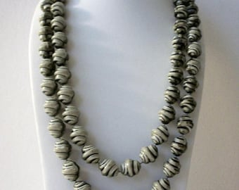 ON SALE Retro Beehive Very Long Molded Plastic Beads Necklace 83017