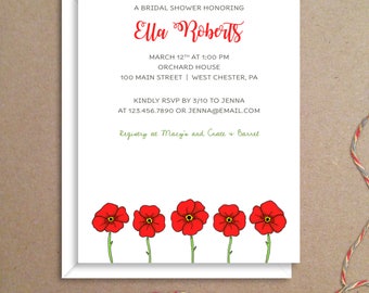 Bridal Shower Invitations - Poppy Shower Invitations - Poppy Party Invitations - Wedding Shower Invitations - Custom Invitations