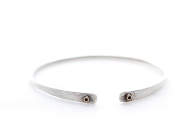 Hammered Sterling Silver Bracelet With 14k Gold tubes