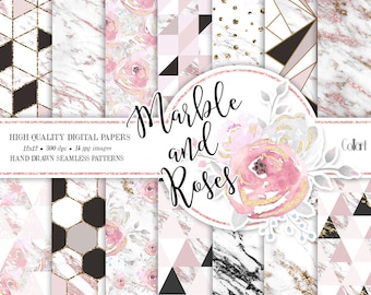 Marble digital paper, Geometric Patterns, Abstract Patterns, Marble gold, fashionable planner stickers, marble backgrounds, floral paper