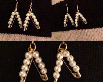 Gold Safety Pin Earrings Handmade