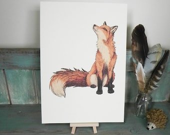 Fox Illustration ~ A4 Print on 270gsm Card available in 3 Colours