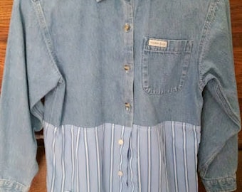 denim and blue stripe shirt