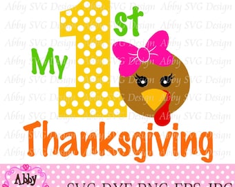 My 1st/First Thanksgiving Girl Turkey Cut File eps,png,dxf and svg file for the Cutting Machines NO:0003