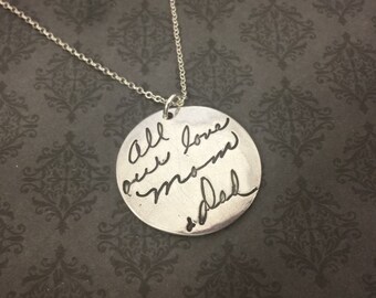 Handwriting Jewelry - Handwriting Necklace - all my love - Signature Necklace - In Memory Of - Gift for her - Say Anything Jewelry