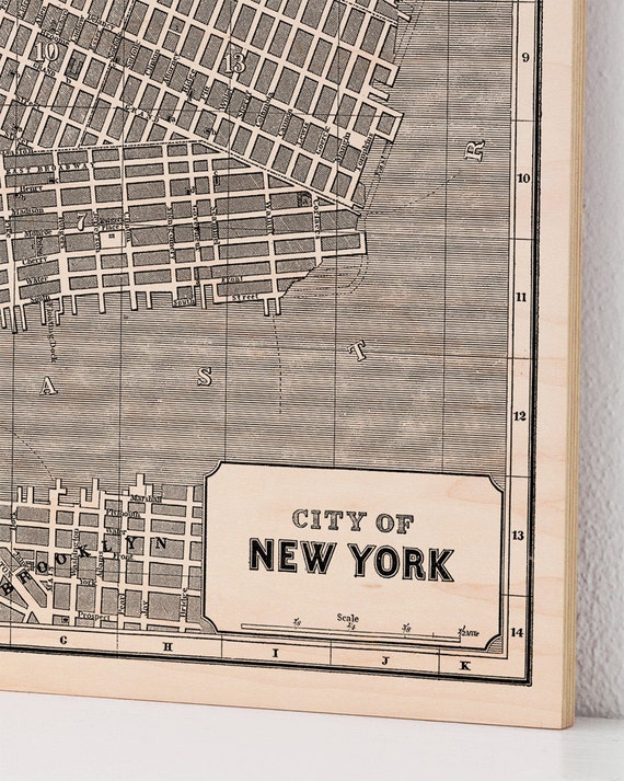 New York City Wood Print Map Vintage Home Decor Map Art New York City Wood Print Map Vintage Home Decor Map Art