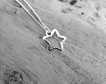 Sterling silver shooting star charm necklace