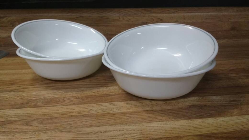 Corelle Ribbon Bouquet Gray Band 6 1/4 Inch Cereal Bowls ~ set of 4 ... Corelle Ribbon Bouquet Gray Band 6 1/4 Inch Cereal Bowls ~ set of 4 ...