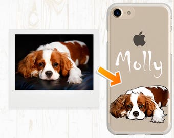 Custom illustrated Dog Cavalier King Charles Spaniel Dog iPhone Case Dog iPhone 6 case iPhone 7 cases Dog owner gift custom case silicon