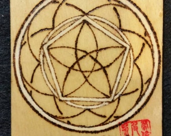 Taoist Protective Geomantic Drawing with Lo Shu and Flower of Life